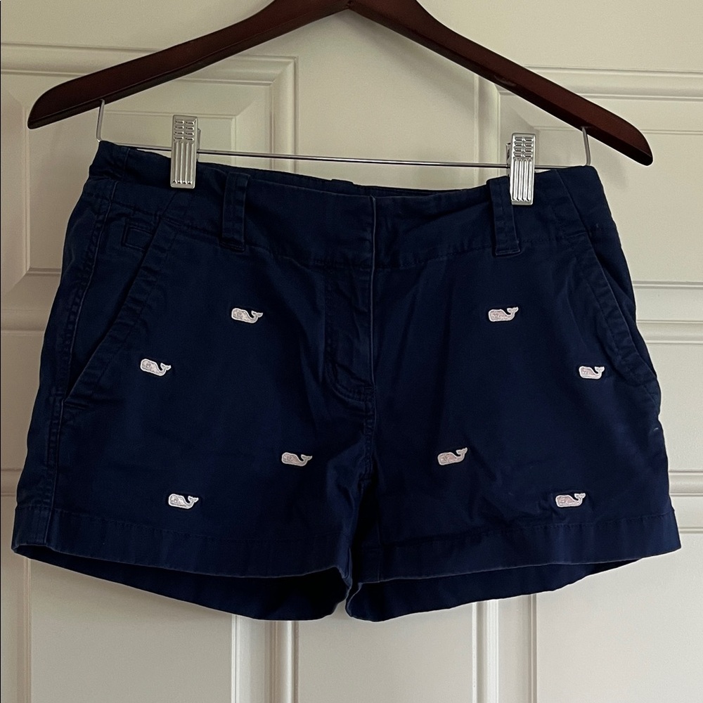 Vineyard Vines Navy Shorts with Whale Embroidery, size 0, 3in inseam.